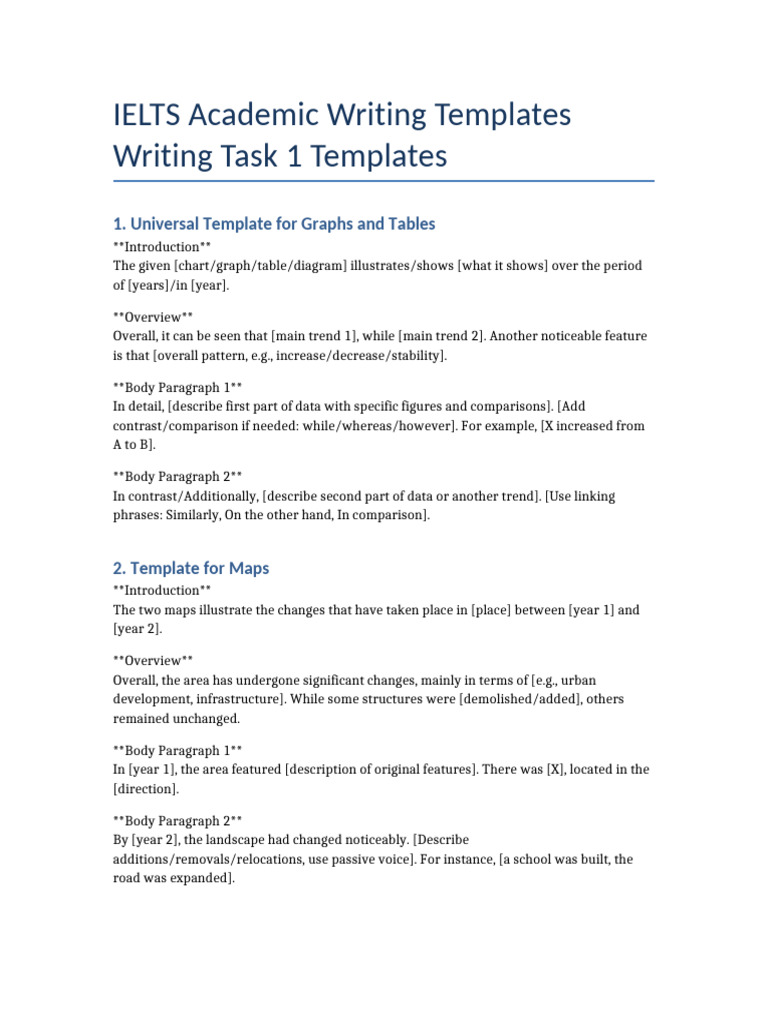 IELTS Academic Writing Templates Guide | PDF | Essays | Reason
