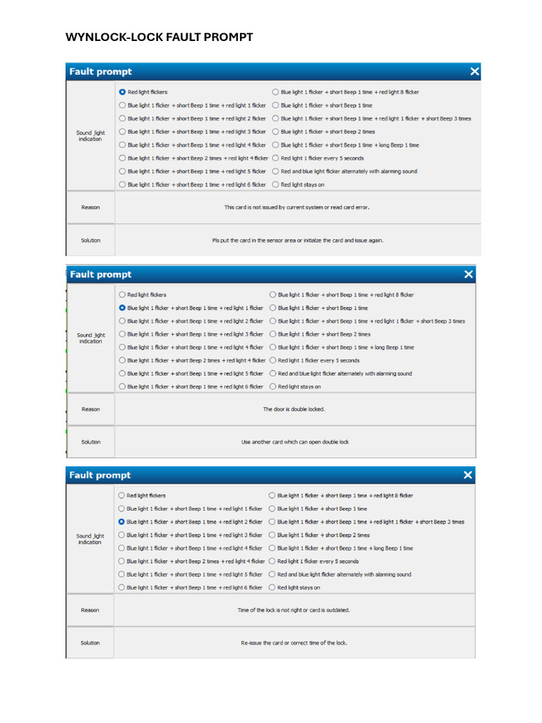 Wynlock-Lock Fault Prompt Guide | PDF