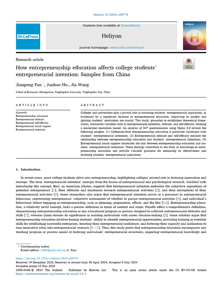 Impact of Entrepreneurship Education on Intentions | PDF ...
