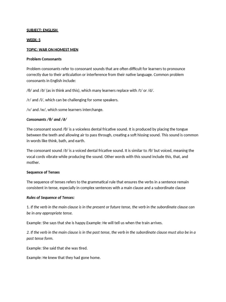 English Note WK 5, 2nd Term | PDF | English Language | Clause