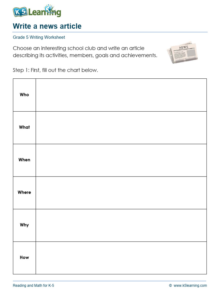 HOW TO WRITE A NEWS ARTICLE GRADE 5 visual data 2