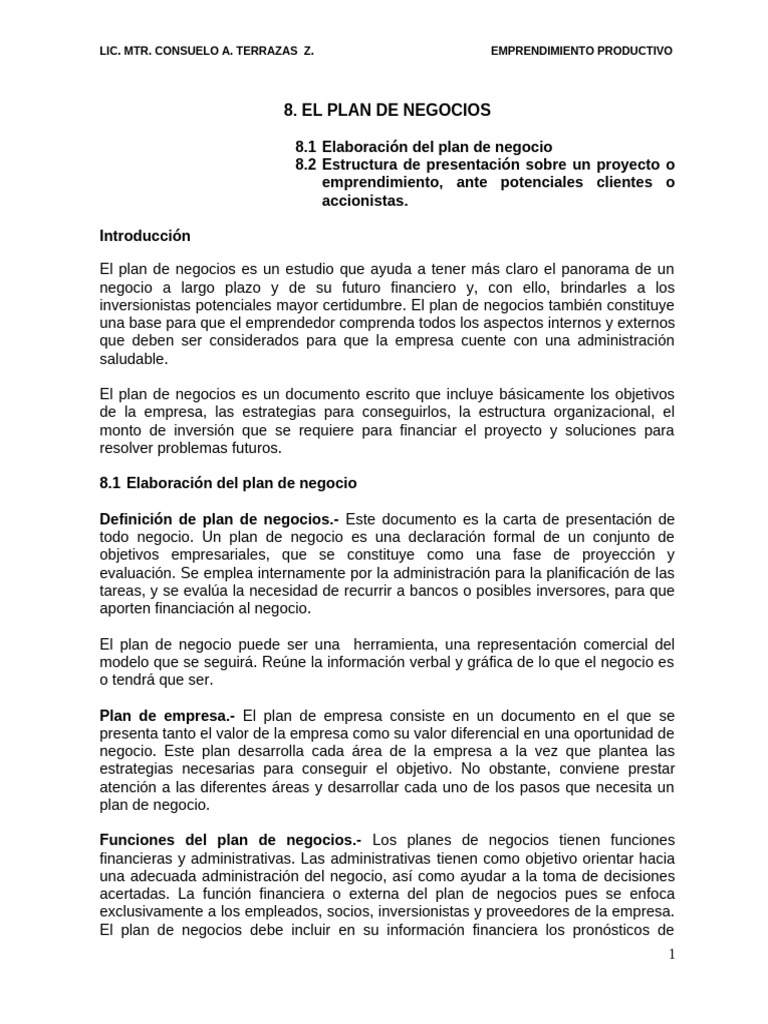Cómo Elaborar un Plan de Negocios Efectivo | PDF | Plan de negocios ...