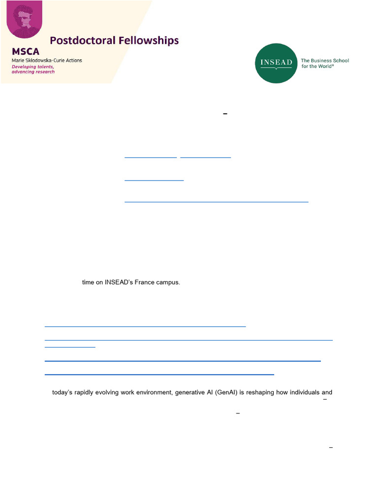 2025 INSEAD MSCA Fellowship Applications | PDF | Artificial ...