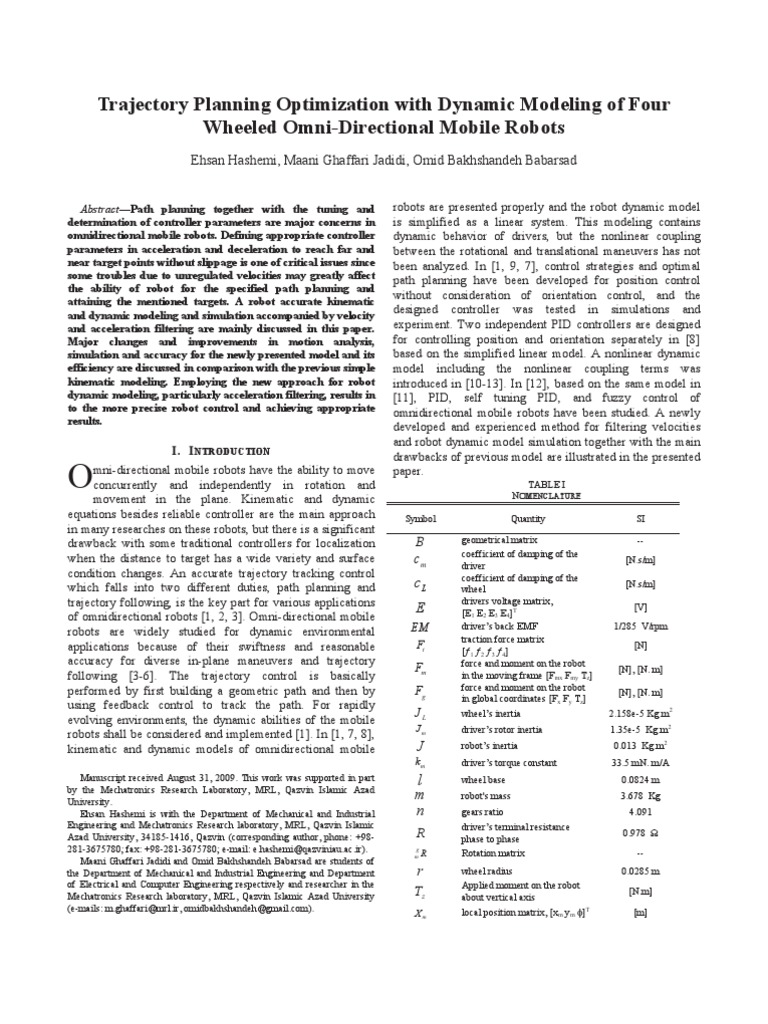 Trajectory Planning Optimization With Dynamic Modeling of Four Wheeled ...