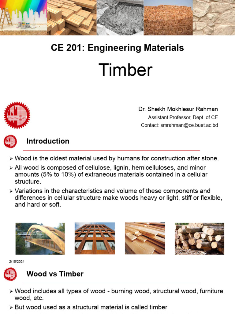 Lectures On Timber - July 2023 | PDF | Wood | Strength Of Materials