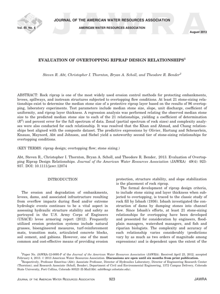 Overtopping Riprap Design Evaluation | PDF | Levee | Dam