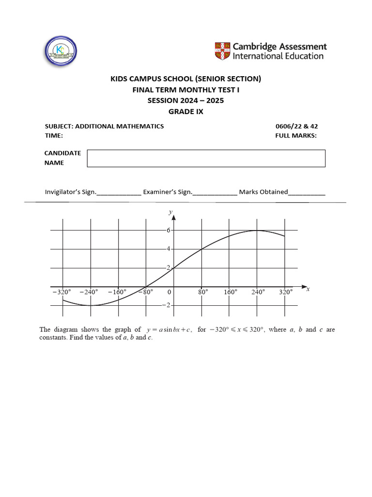 g9 Add Math - Final Term Monthly Test I - 12cp - 2025 | PDF | Chess ...