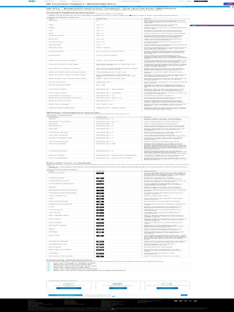 HP EliteBook Keyboard Shortcuts Guide | PDF | Keyboard Shortcut ...