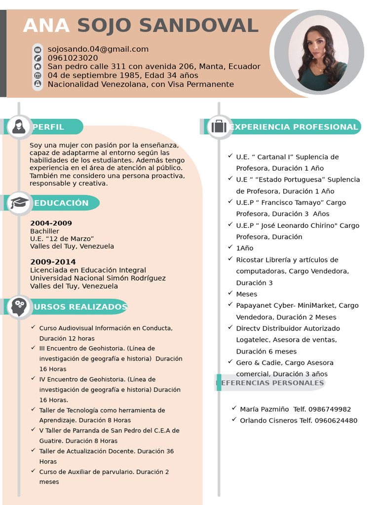 Perfil Profesional de Ana Sojo Sandoval | PDF | Maestros | Comunicación ...
