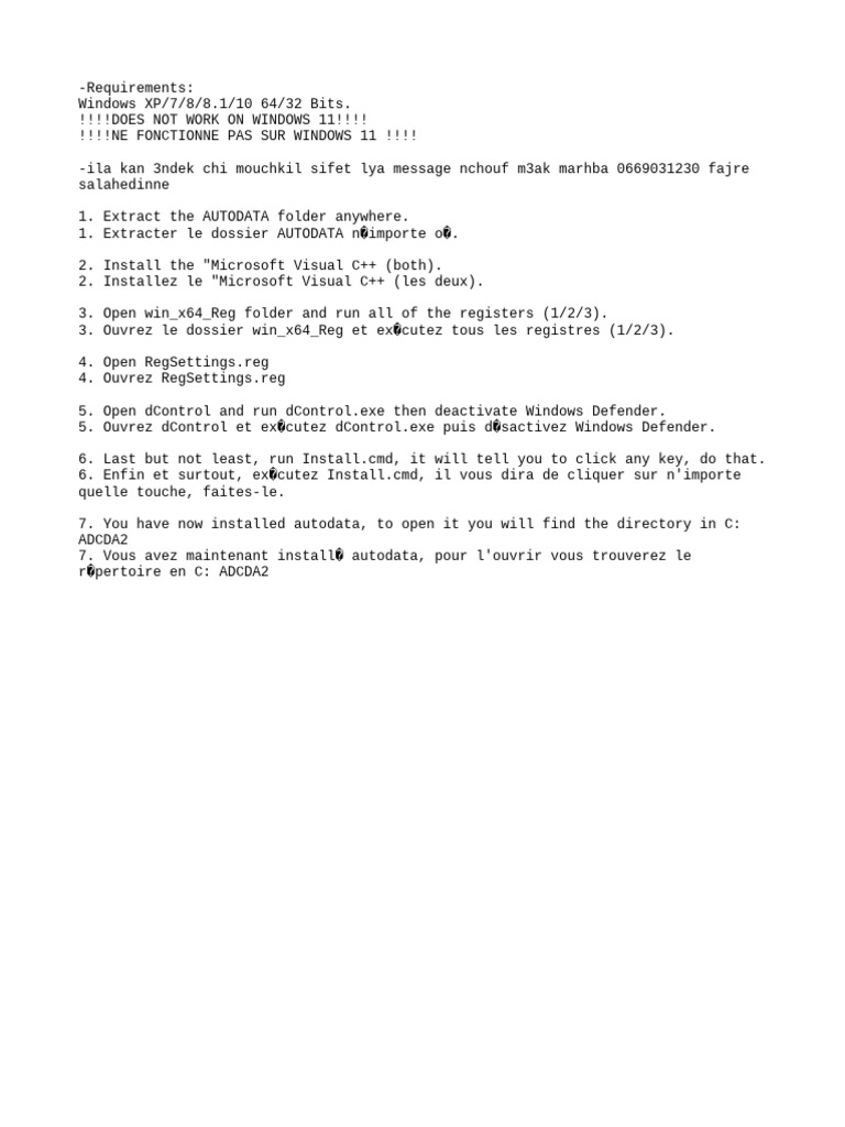 Installation d'Autodata sur Windows | PDF