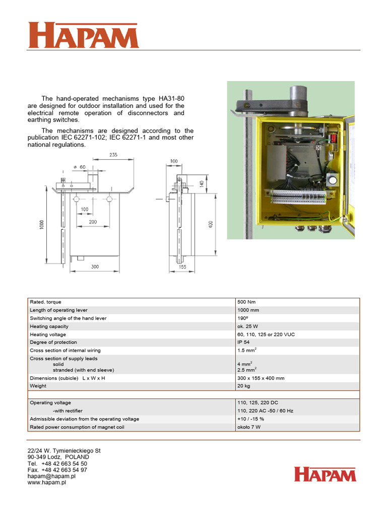 HA31-80 Hand-Operated Mechanism | PDF | Alternating Current | Power ...