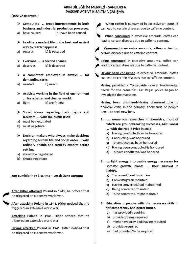 Passive-Active Sentence Reduction Techniques | PDF