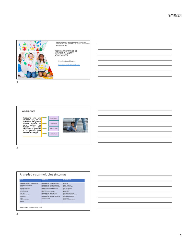 TCC para Trastornos de Ansiedad Infantil | PDF | Terapia de conducta ...