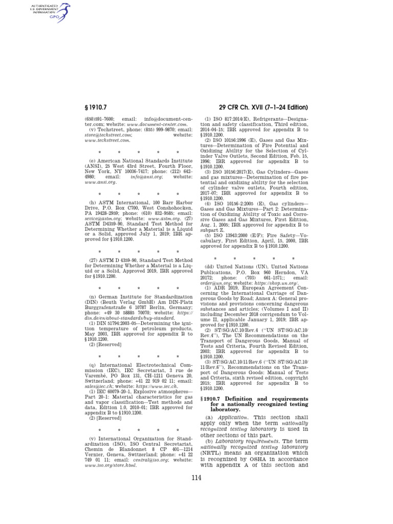NRTL Definition and Requirements Guide | PDF | Occupational Safety And ...