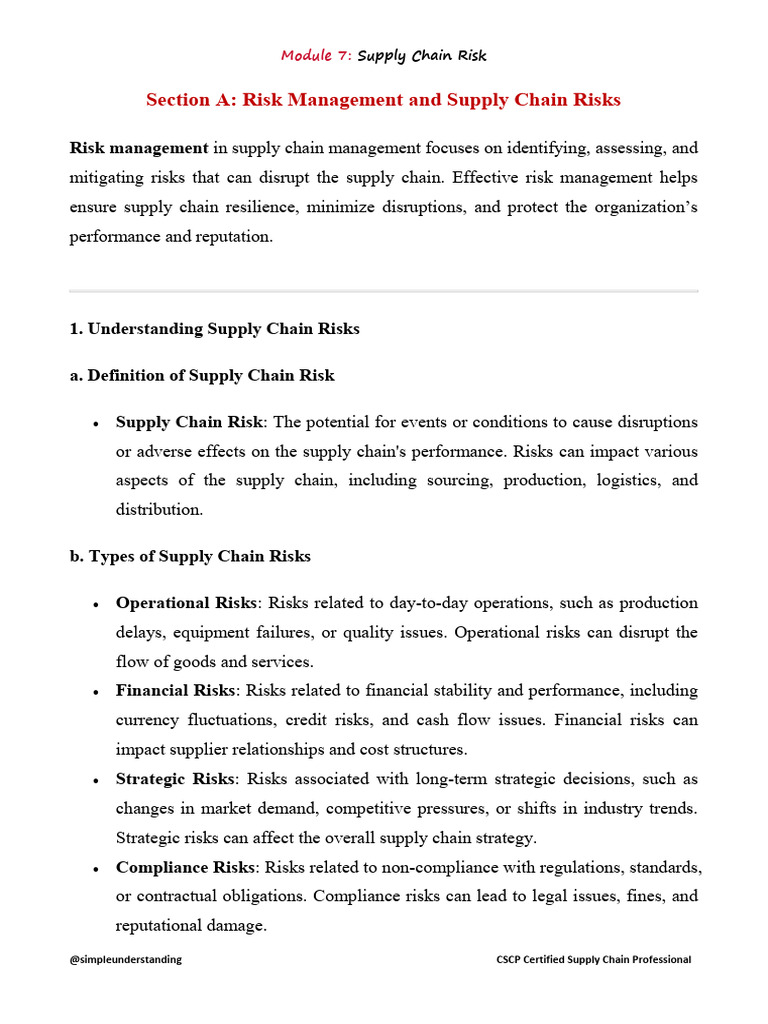 Supply Chain Risk Management Guide | PDF | Risk Management | Risk