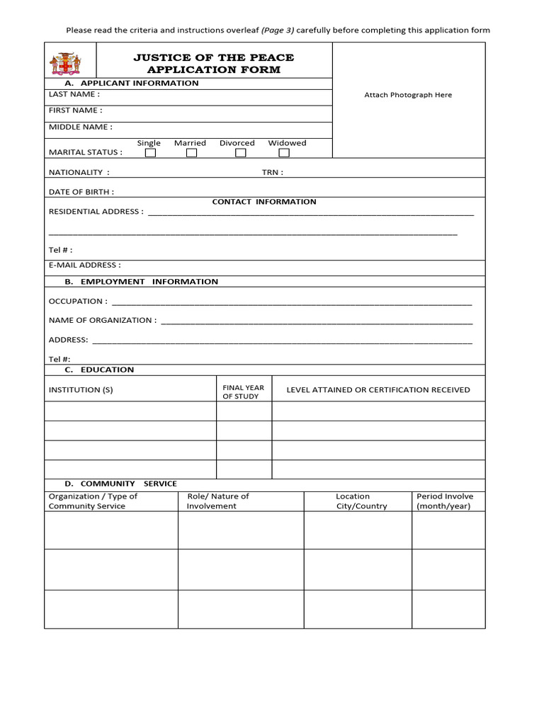 JP Application Form | PDF | Justice Of The Peace | Birth Certificate