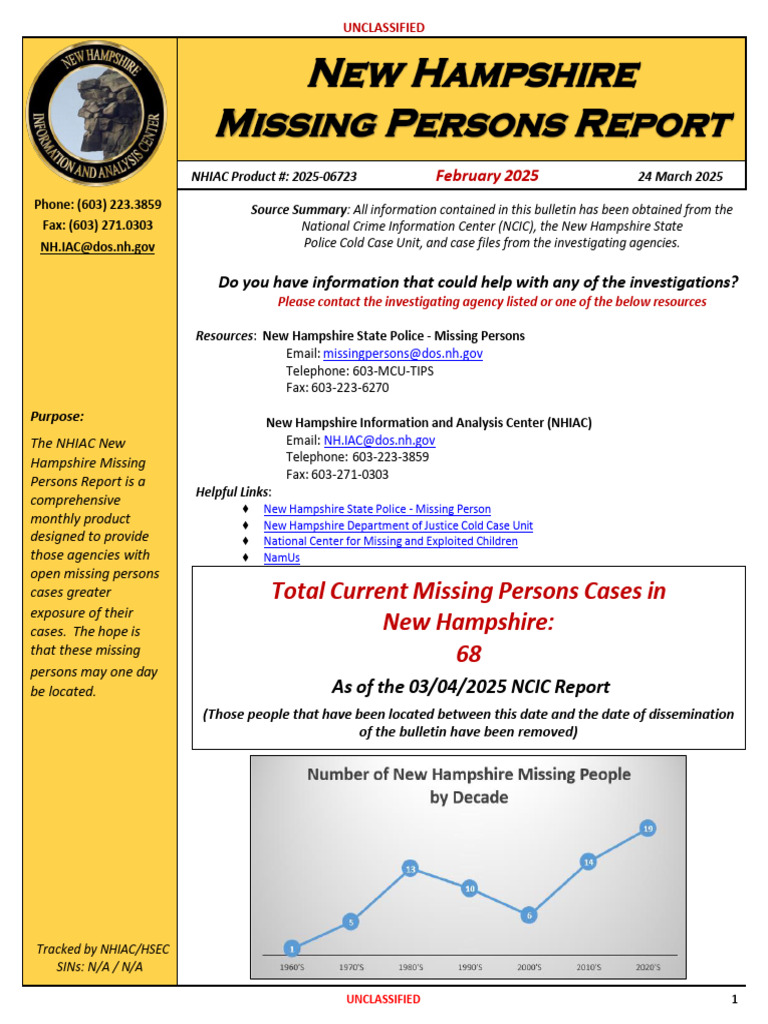 New Hampshire Missing Persons Report | PDF | Information And ...