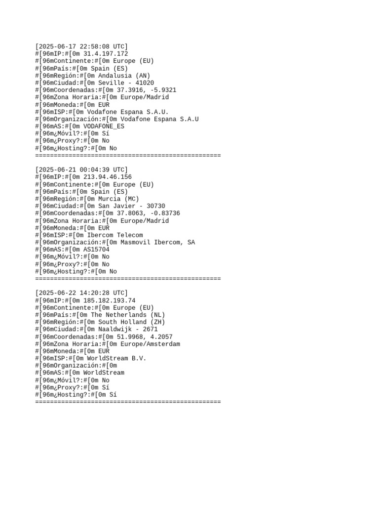 IP Logs from Europe: June 2025 | PDF