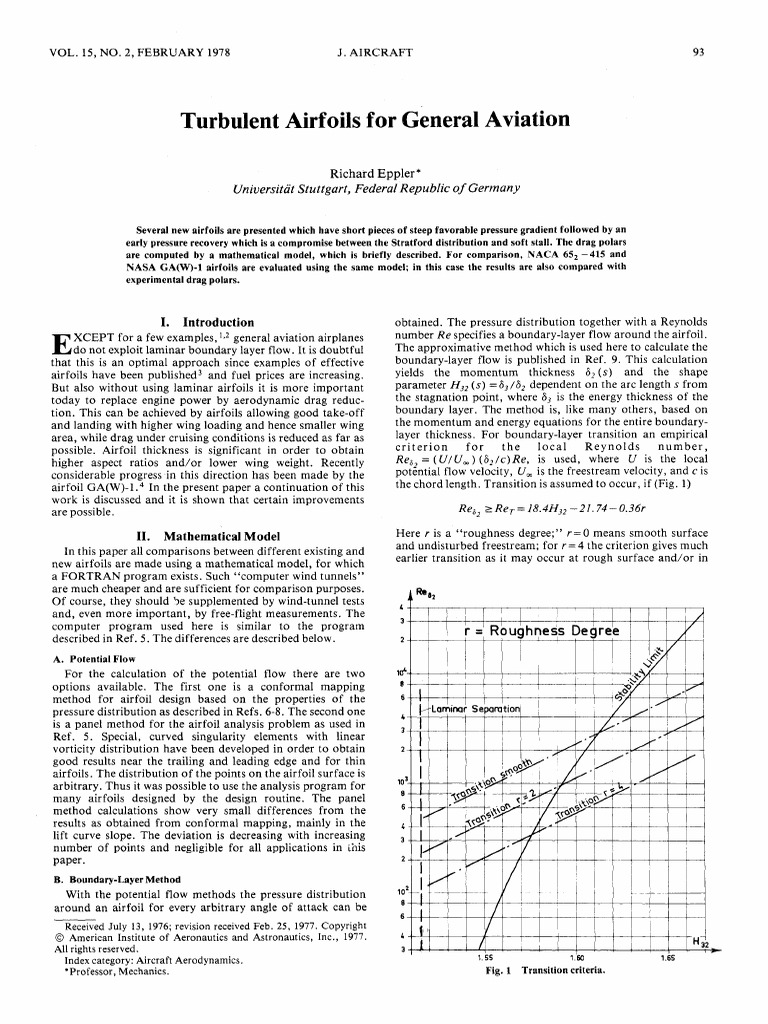 New Eppler Airfoils for Aviation | PDF | Airfoil | Boundary Layer