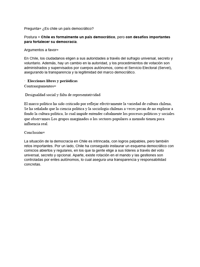 Desafíos de la democracia en Chile | PDF