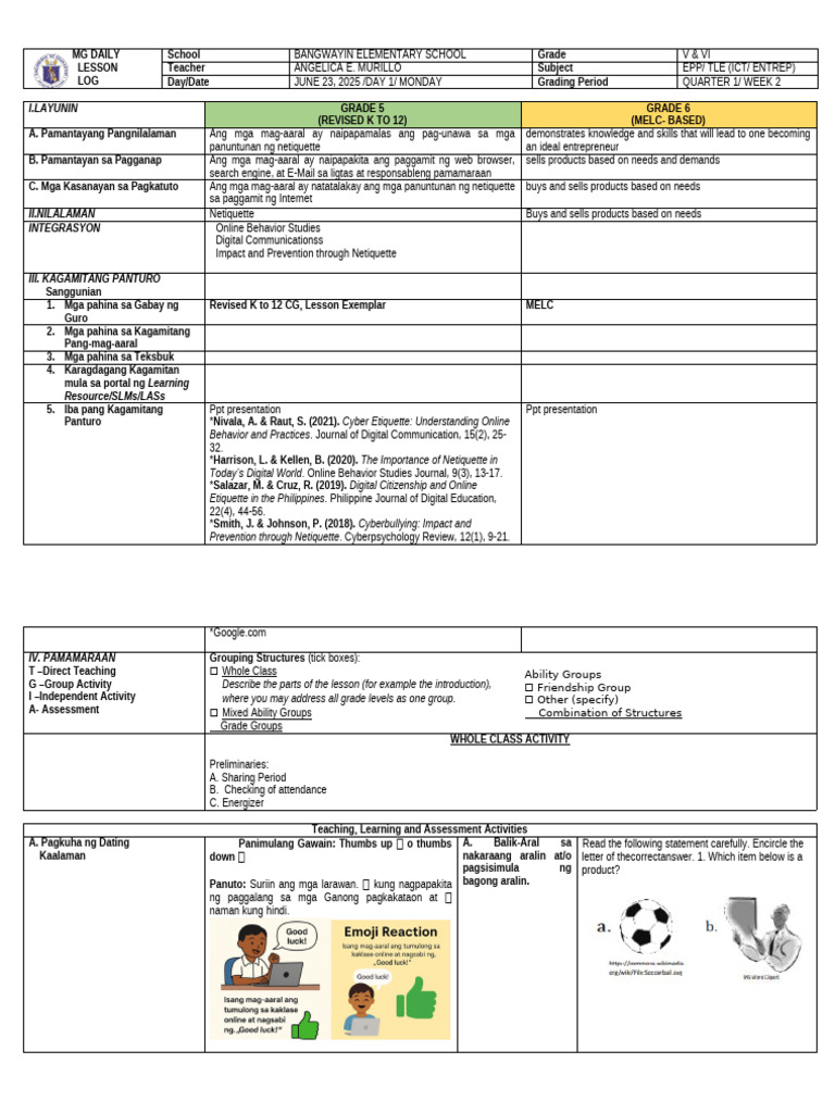 Netiquette and Safe Internet Use | PDF | Differentiated Instruction ...