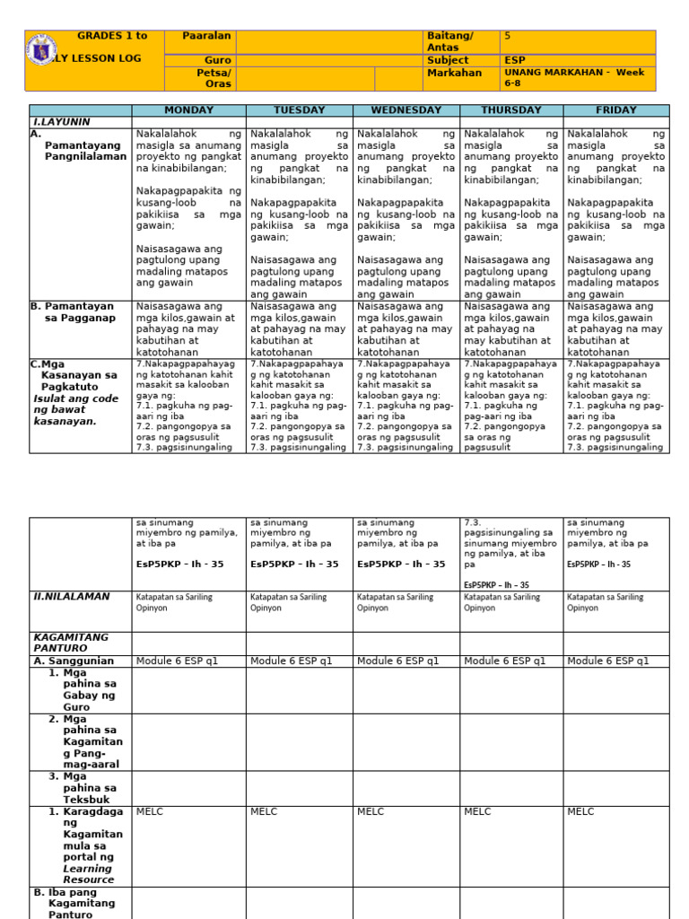 DLL g5 Week 7 Esp 1 | PDF