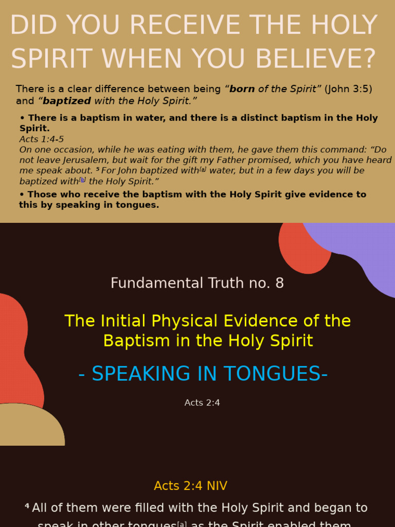 Speaking in Tongues | PDF | Spiritual Gift | Baptism With The Holy Spirit
