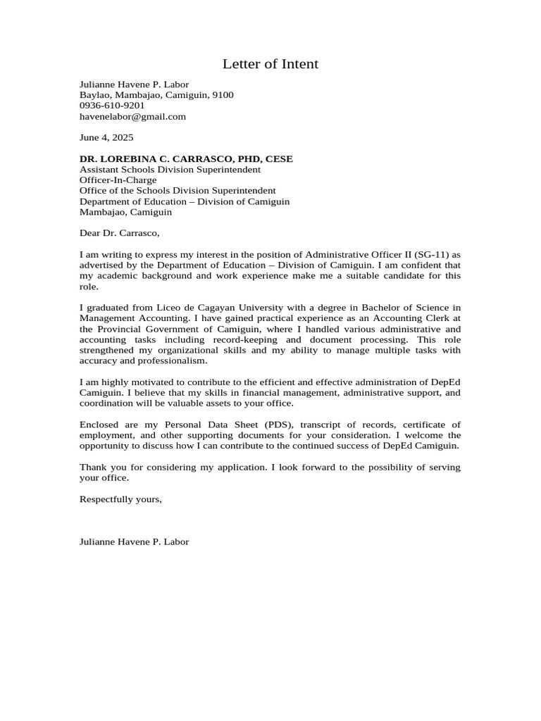 Application for Administrative Officer II | PDF