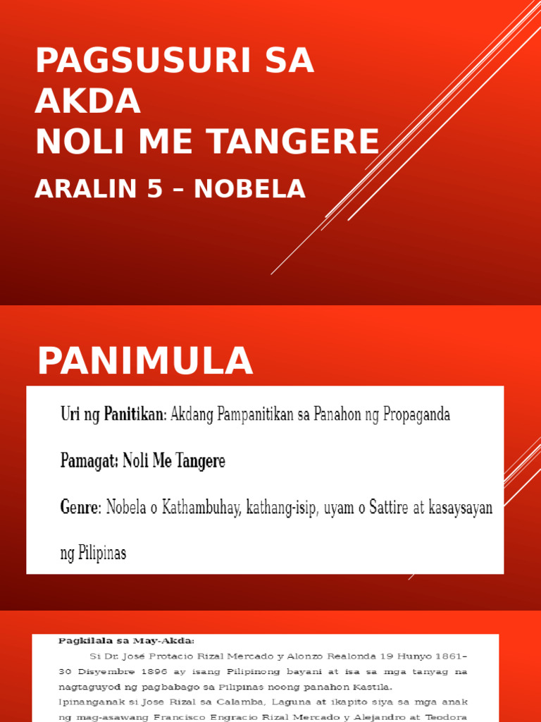 Halimbawang Pagsusuri Sa Akda - PPTX Noli Me Tangere | PDF