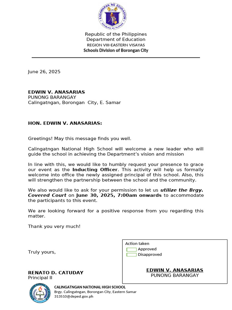 For Kapitan Letter Alumni | PDF