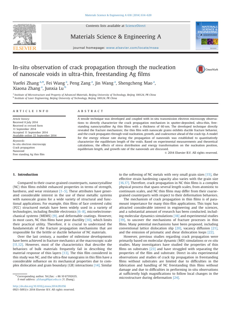 In-Situ Observation of Crack Propagation Through The Nucleation of ...
