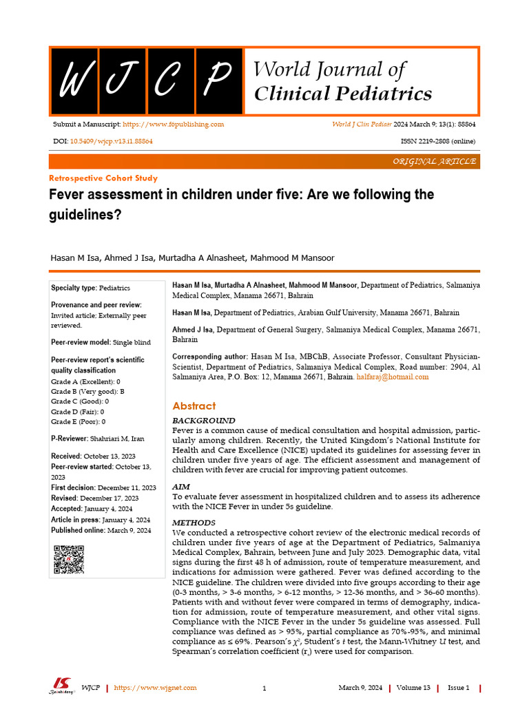 Fever Assessment in Children Under Five | PDF | Fever | Thermometer