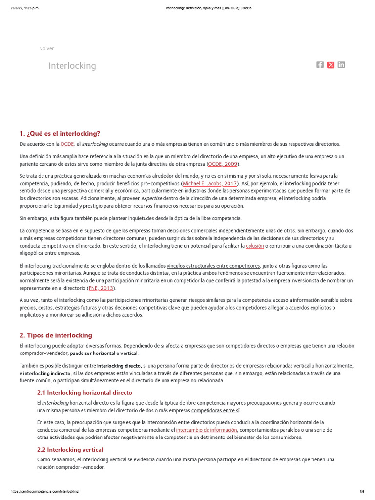 Definición y tipos de interlocking | PDF | Business | Ley de Competencia
