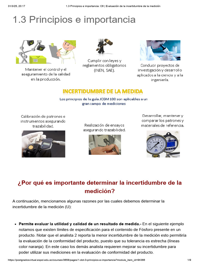 Importancia de la Incertidumbre en Medición | PDF | Incertidumbre ...