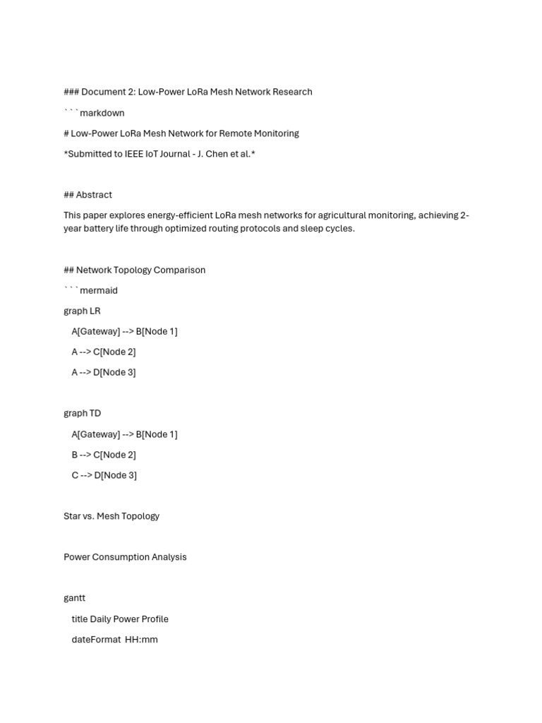 Low-Power LoRa Mesh Network Study | PDF