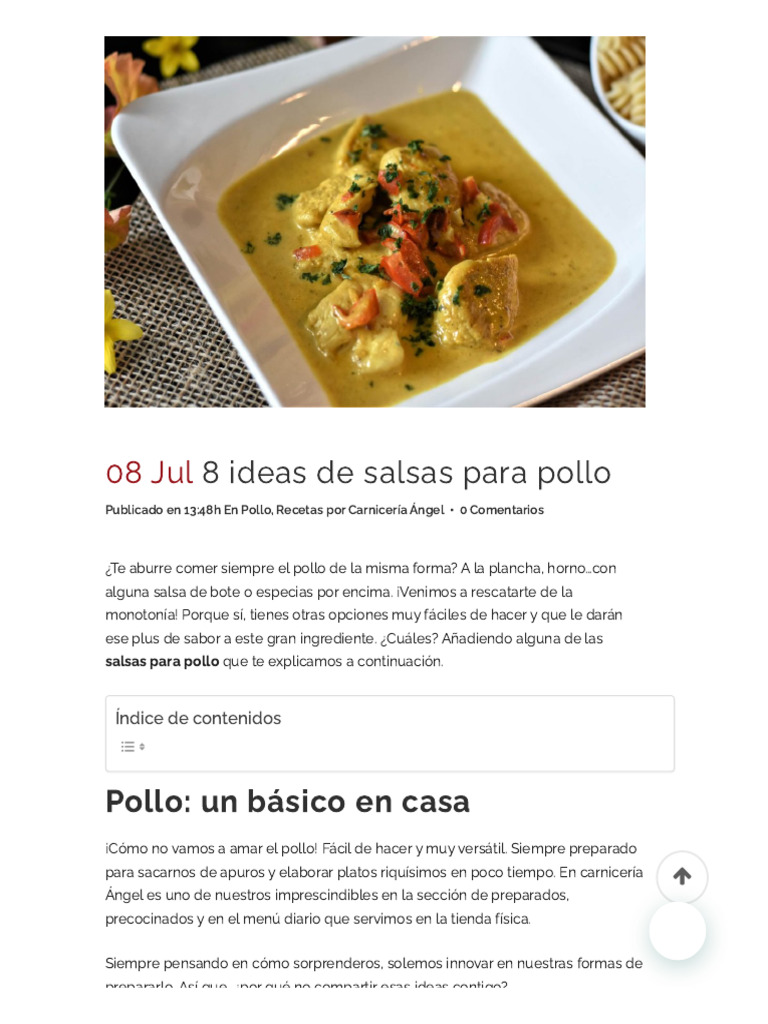 8 Salsas Deliciosas para Pollo | PDF | Salsa | sal