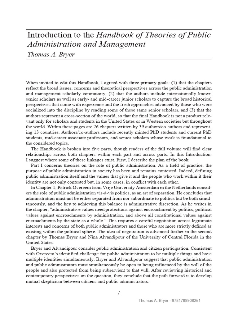 Handbook of Public Administration Theories | PDF | Public ...