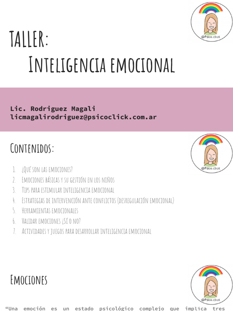 Taller de Inteligencia Emocional Infantil | PDF | Las emociones ...