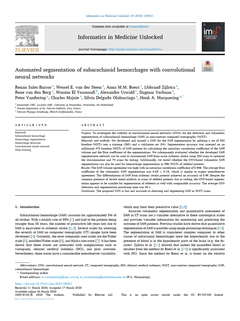 CNN for Subarachnoid Hemorrhage Segmentation | PDF | Image Segmentation ...