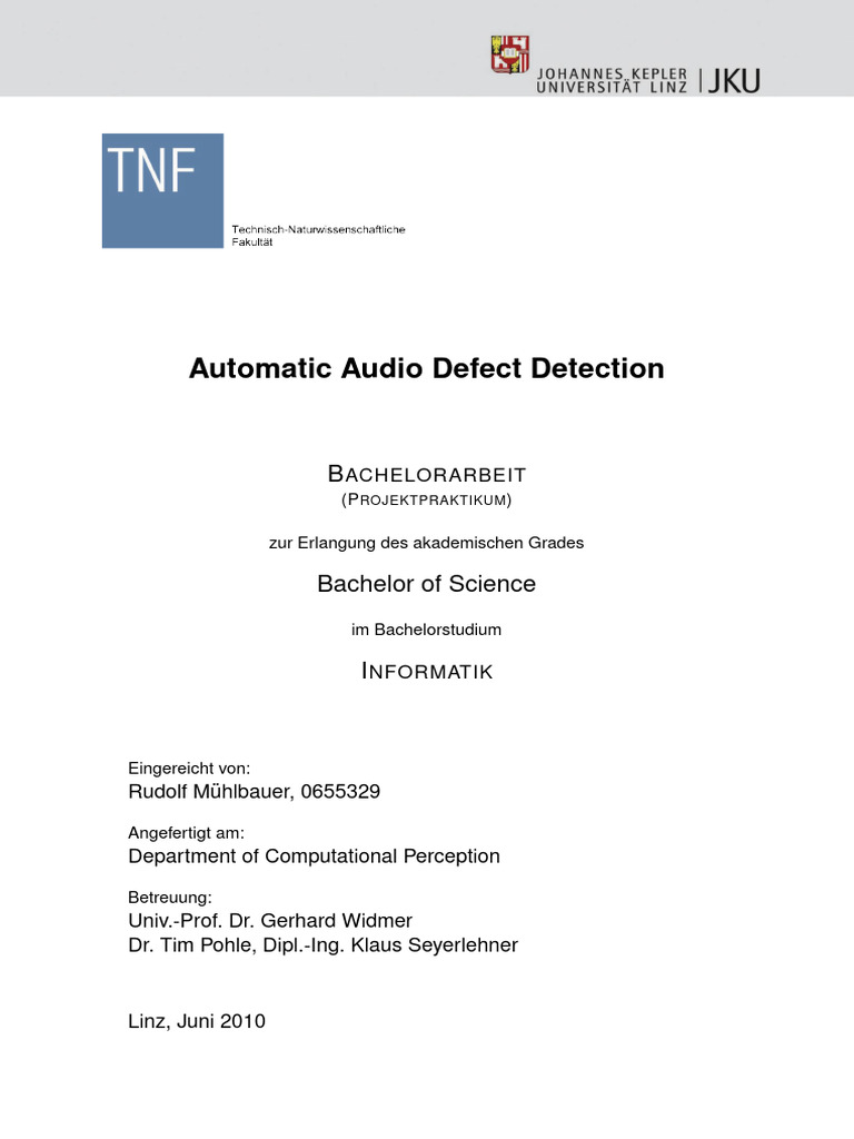 Automatic Audio Defect Detection Methods | PDF | Mp3 | Sampling (Signal ...