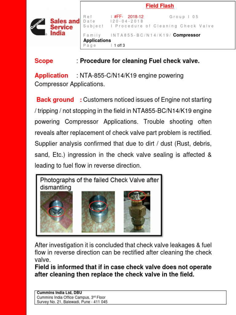 FF-2018-12-REV0-Procedure For Cleaning Fuel Check Valve | PDF | Valve ...