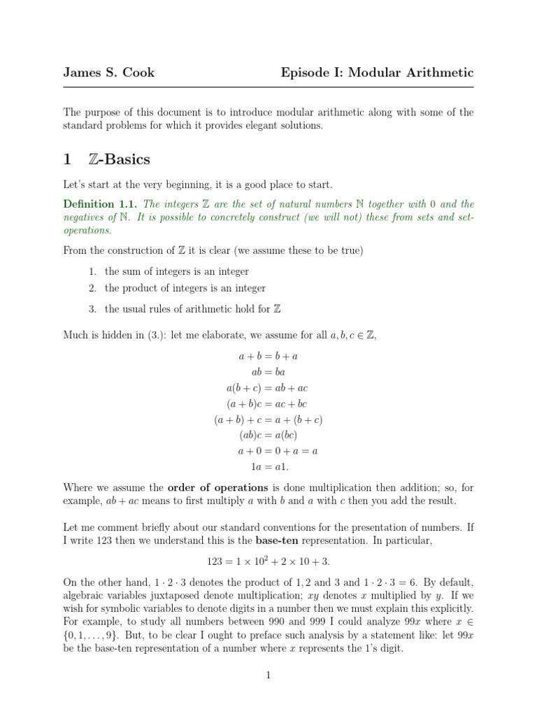 Introduction to Modular Arithmetic | PDF | Multiplication | Mathematics
