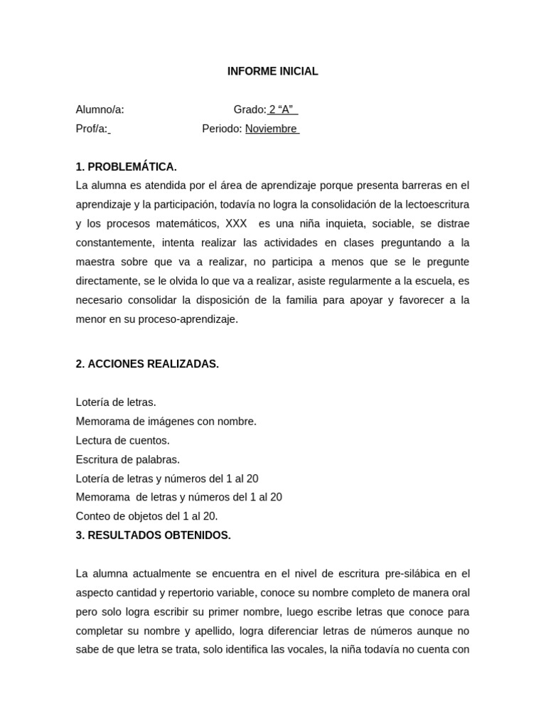 Informes Iniciales Aprendizaje | PDF | Aprendizaje | Ciencia cognitiva