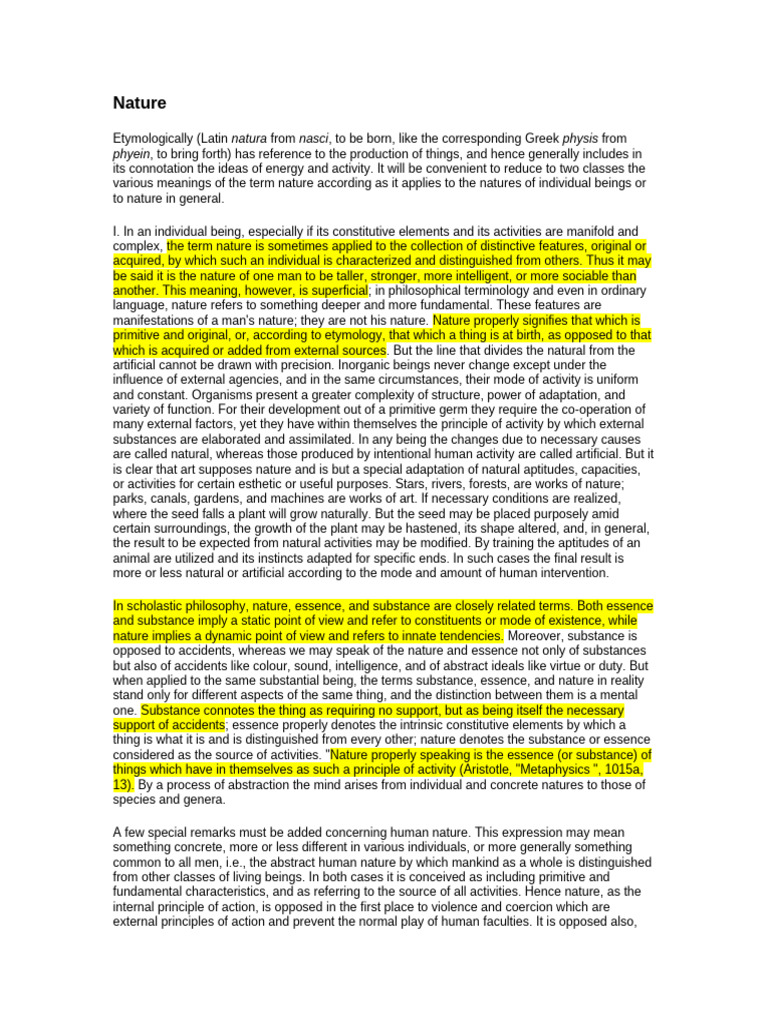 Understanding the Concept of Nature | PDF | Substance Theory | Human Nature
