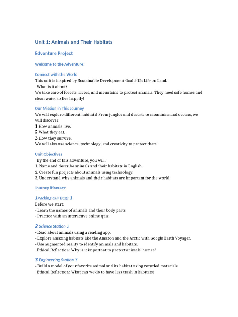 Unit_1_Animals_and_Their_Habitats PDF