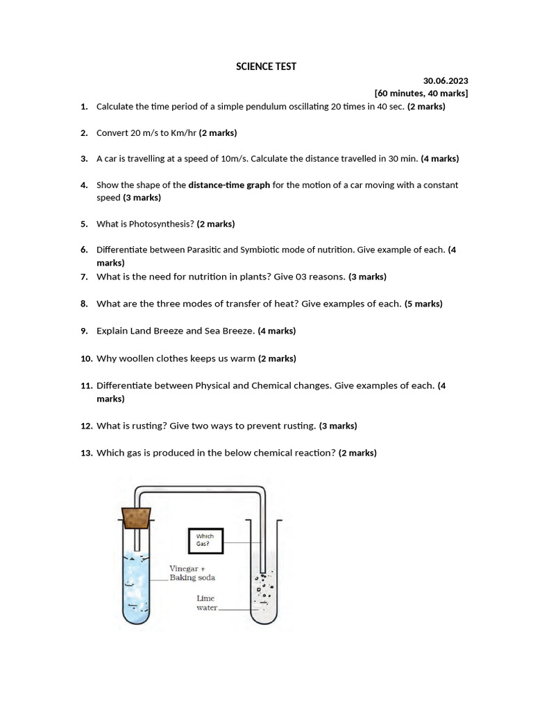 Science Test Questions and Answers | PDF