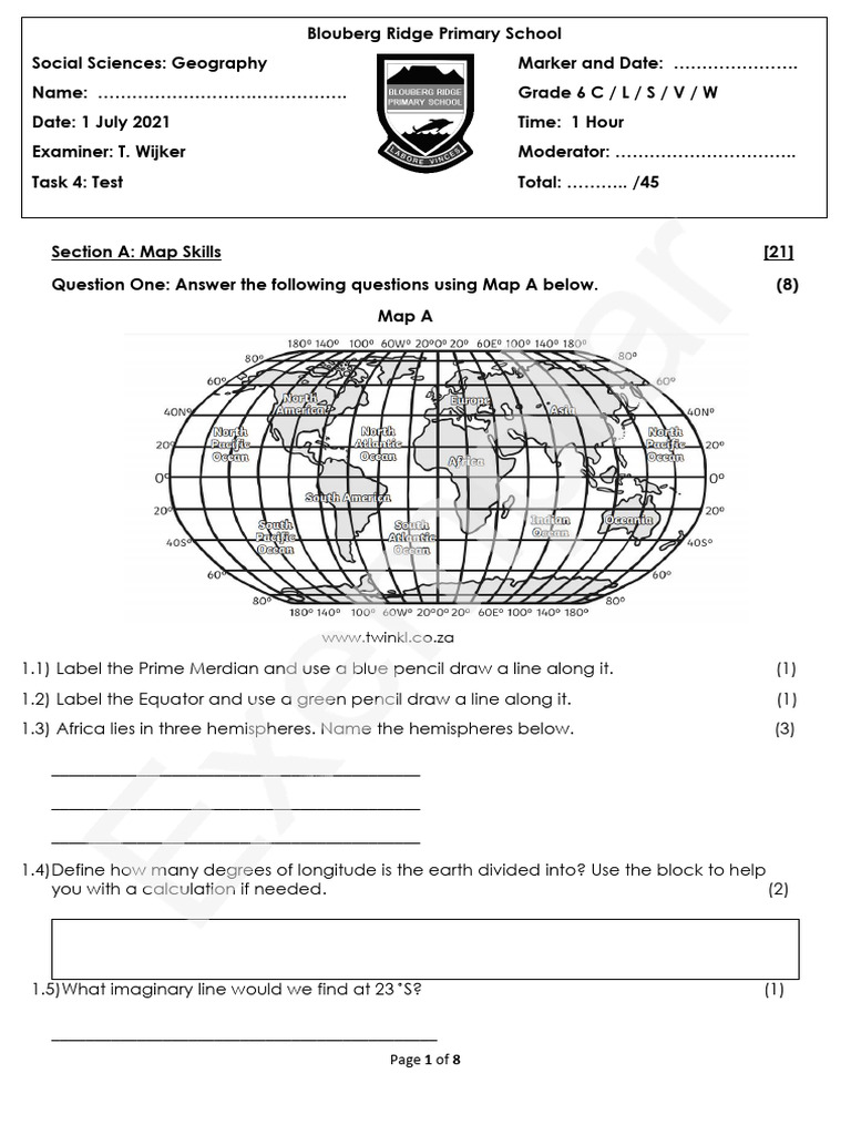 Grade 6 Geography Map Skills Test | PDF | Cocoa Bean | Fair Trade