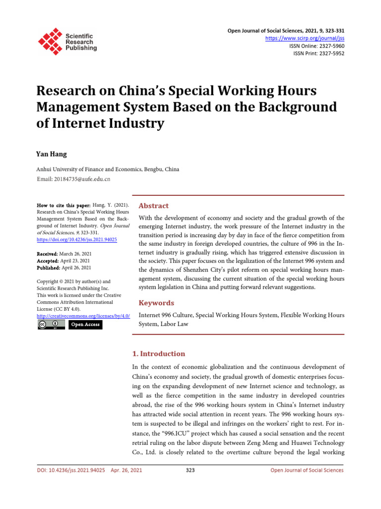 China's Internet Industry 996 Work Hours Analysis | PDF | Working Time ...