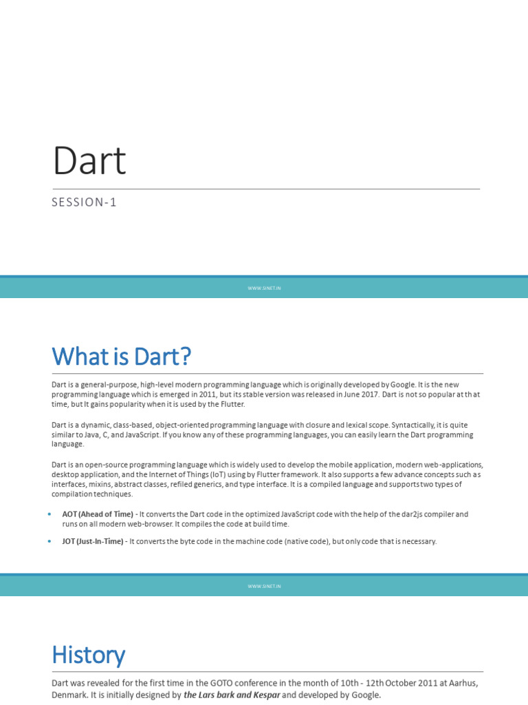 Introduction to Dart Programming Language | PDF | Object Oriented ...