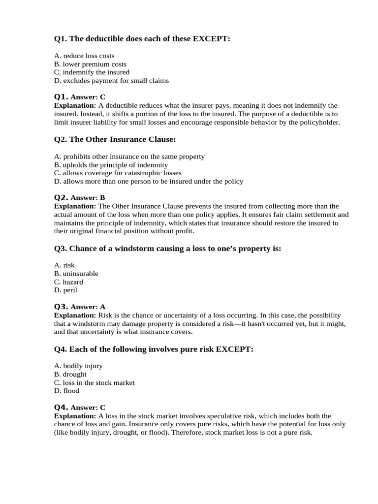 Property and Casualty Adjuster Sample Questions | PDF